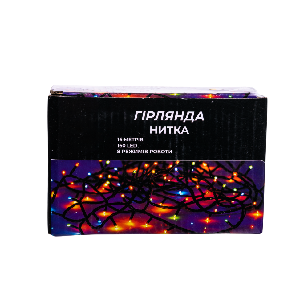 Гірлянда новорічна 16 м, 160 LED, біле світло, чорний провід Київ - фото 2