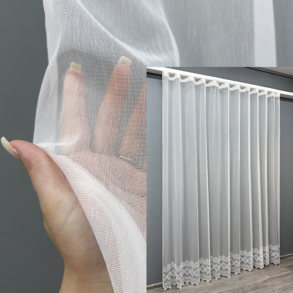 Тюль бамбук с вышивкой и люрексом цвет белый 1817т Киев - изображение 1