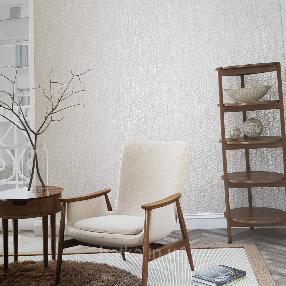 Шпалери метрові вінілові на флізелін Villa Marburg Lombardi геометрія абстракція листя бежеві на білому Київ - фото 1