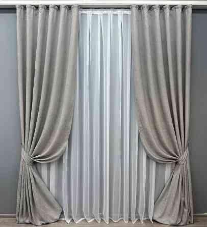 Комплект штор VR-Textil Жаккард Viva Marmo № 1796ш Светло-серый 150х290 см 2 шт (33-0751) Киев