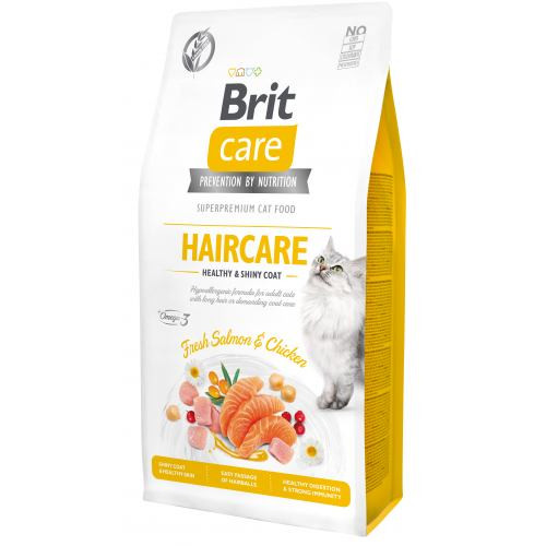 Корм сухий Brit Care Cat Grain Free Haircare Healthy and Shiny Coat для котів догляд за шкірою і шерстю лосось та курка 7 кг Київ - фото 1