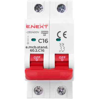 Автоматический выключатель E.NEXT 2-п e.mcb.stand. 16А C ( 6кА) (s002117) Винница