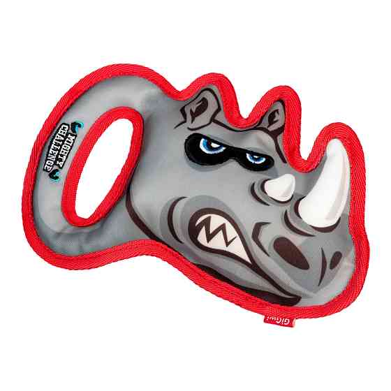 Іграшка для великих собак Носоріг з пищалкою GiGwi MIGHTY CHALLENGE, зносостійкий текстиль, M, Коломыя