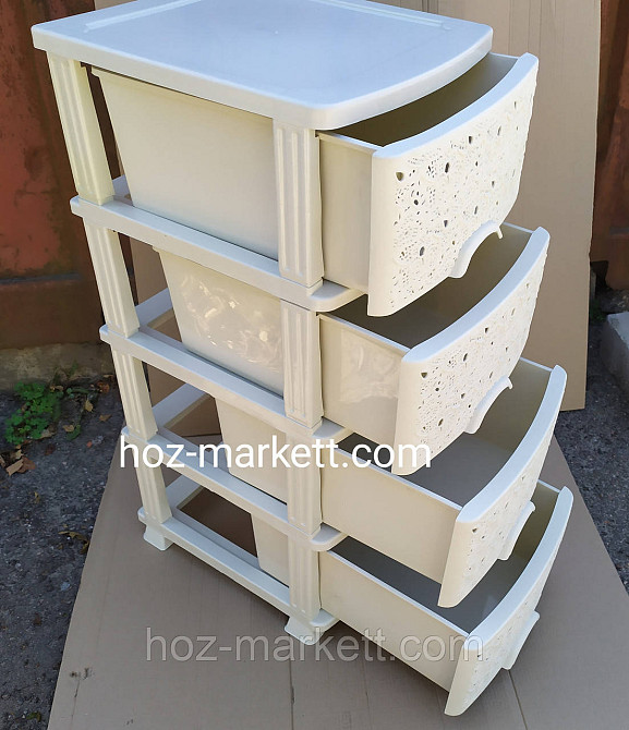 Комод пластиковый кремовый на 4 ящика ажурный производство Украина Харьков - изображение 4