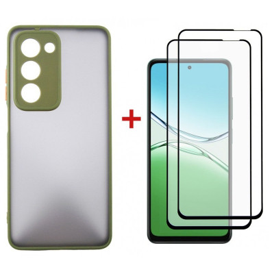 Чохол до мобільного телефона Dengos Oppo A5 4G Case Matte + 2 Glass (Olive Green) (DG-CTG2P-20) Вінниця - фото 1