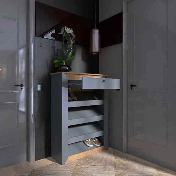 Тумба для обуви Эверест Нордик-800 80х32х113 см Графит + Дуб крафт золотой (DTM-5548) Львов