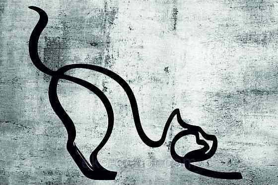 Декоративное настенное Панно «Кот» Декор на стену 90*73 см, Черный Киев