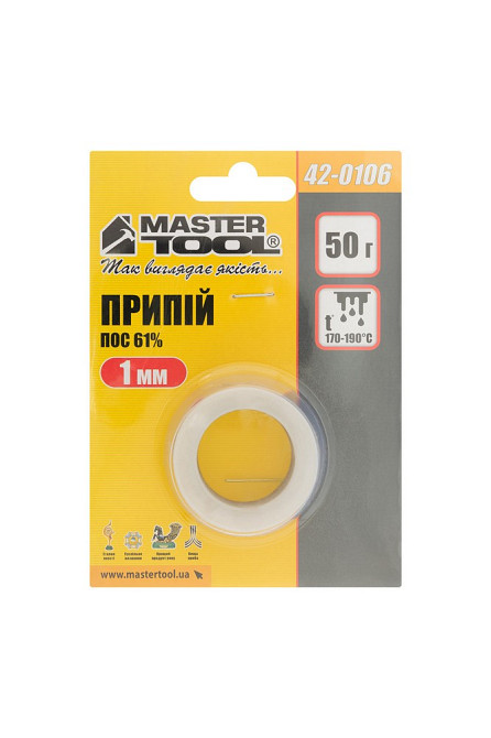 MASTERTOOL Припій для паяння MASTERTOOL ПОС 61% Ø 1 мм 50 г котушка 42-0106 Коломия - фото 3