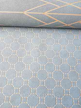 Шпалери вінілові на флізелін BN International 219721 Finesse геометрія кола квадрати золотом на бірюзовому Київ