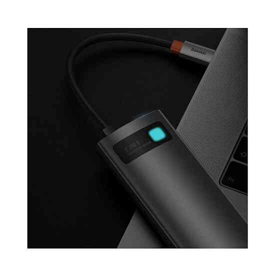 Док станція хаб для ноутбуку комп'ютеру Baseus Metal Gleam Series 7-in-1 багатофункціональний Type-C HUB Docking Station Gray Одеса