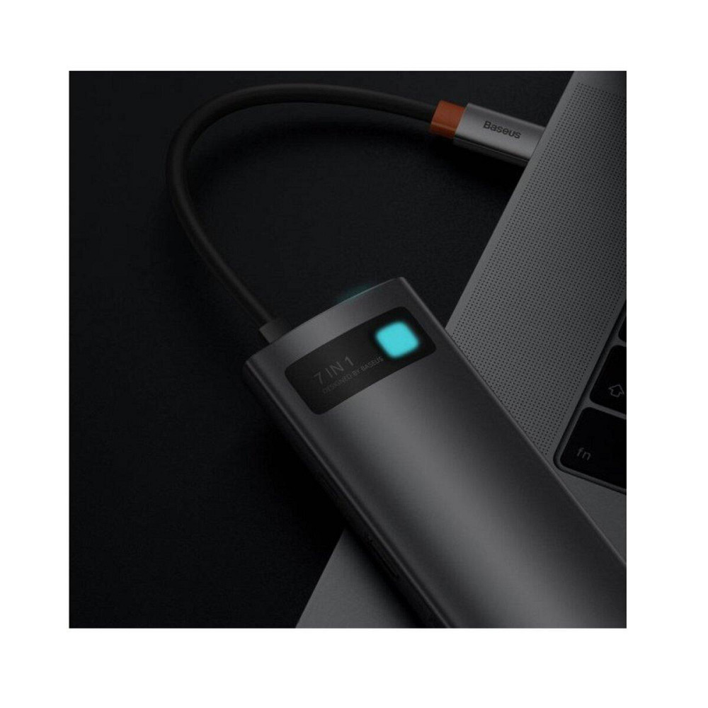 Док станція хаб для ноутбуку комп'ютеру Baseus Metal Gleam Series 7-in-1 багатофункціональний Type-C HUB Docking Station Gray Одеса - фото 4