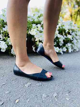 Ника Балетки жіночі чорні VSN Ніка весна-літо, натуральна шкіра / Легкі балетки з відкритим нос Коломия