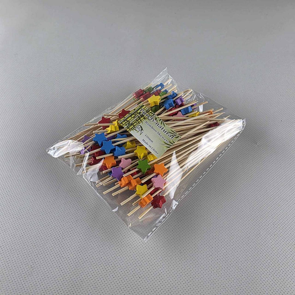 Шпажка для прикрашання страв 12 см "Зірка різнобарвна" 100 шт (1 пачка) Харків - фото 2