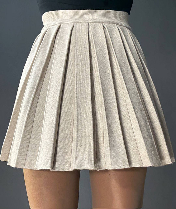 Спідниця жіноча A-N 9956 в’язана тепла у складку на резинці, бежевий, one size Київ - фото 6