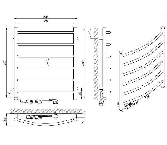 Электрический полотенцесушитель Laris Зебра КЛАССИК ЧК6 500Х600 Э белый Київ