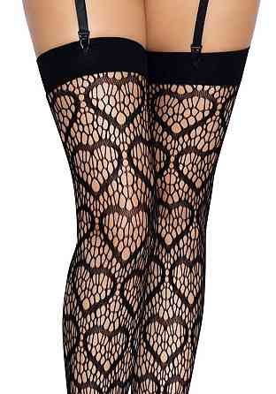 Ажурні панчохи із сердечками Leg Avenue Heart Black, one size Sex Aura Київ