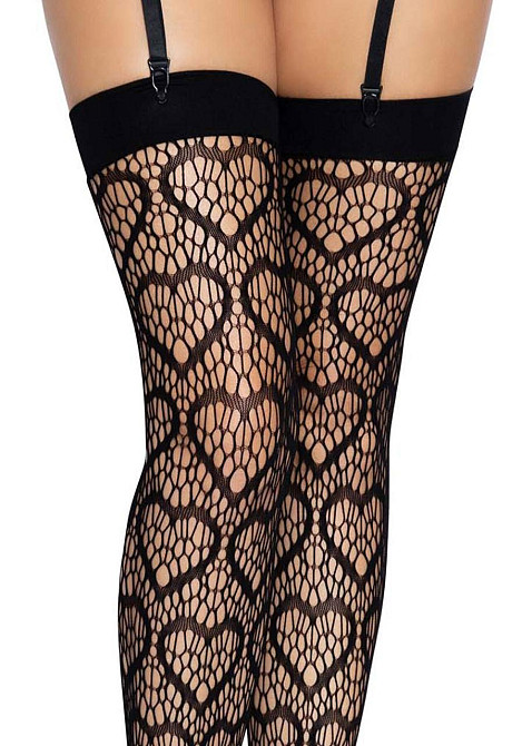 Ажурні панчохи із сердечками Leg Avenue Heart Black, one size Sex Aura Київ - фото 5