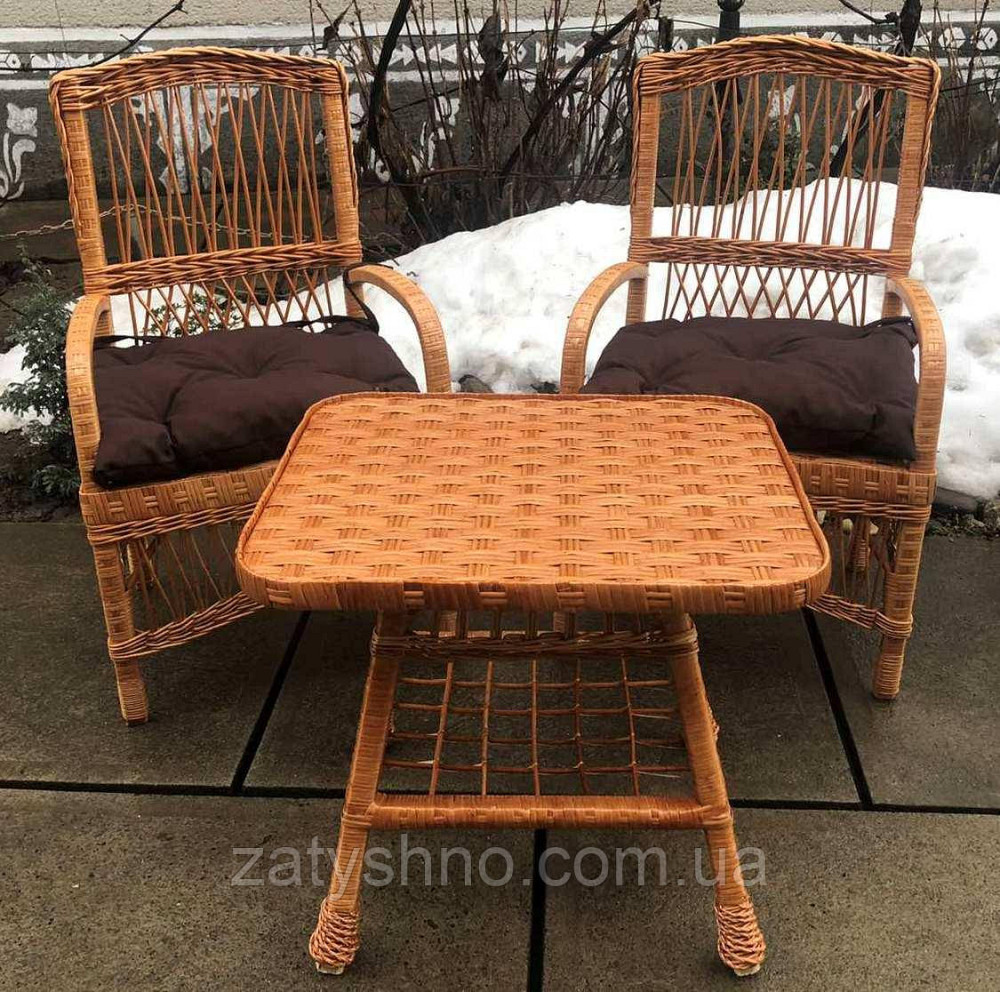 Меблі з лози з квадратним столом | меблі з лози на подарунок Київ - фото 4