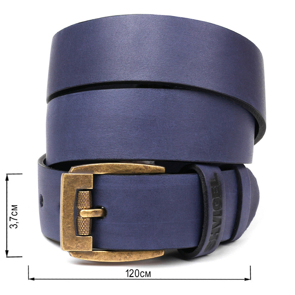 Чоловічий ремінь шкіряний Синій (SHVIGEL) Київ - фото 7