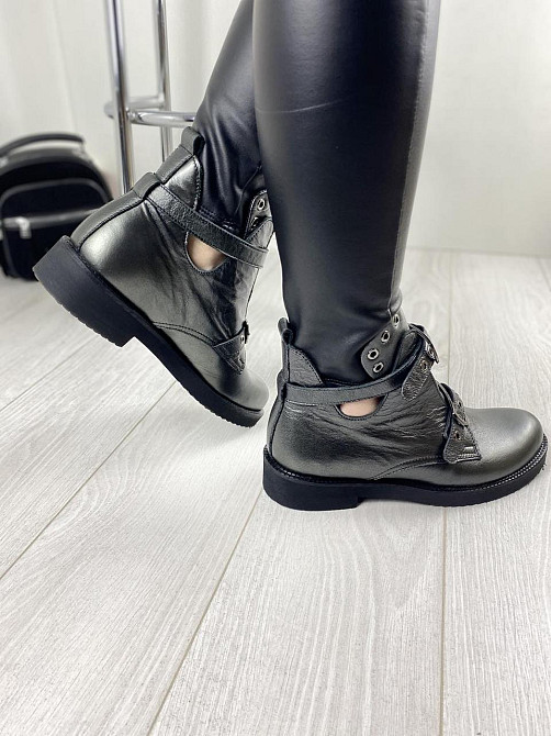 Черевики жіночі VIKTTORIO графіт натуральна шкіра весна-осінь 37р.38р.39р. (3243) Коломыя - изображение 2