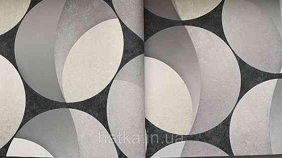 Шпалери вінілові на флізеліні гарячого тиснення Sintra Atmosphere метрові геометрія кола сірий чорний 512449 Київ
