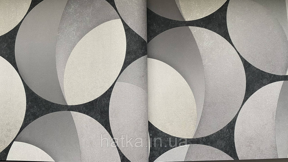 Шпалери вінілові на флізеліні гарячого тиснення Sintra Atmosphere метрові геометрія кола сірий чорний 512449 Київ - фото 2