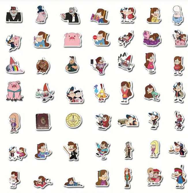 Набір наліпок Ґравіті Фолз (Gravity Falls, Гравіті Фолз) — 50 шт водонепроникних вінілових стікерів Київ - фото 2