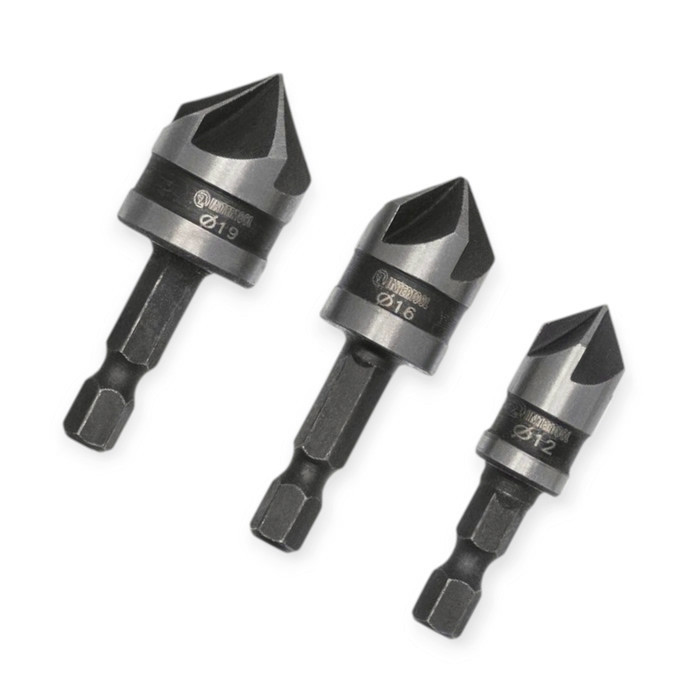 Набір зенкерів під капелюшок саморіза 3шт 12,16,19мм 1/4", 5 зубів Мукачево - фото 2