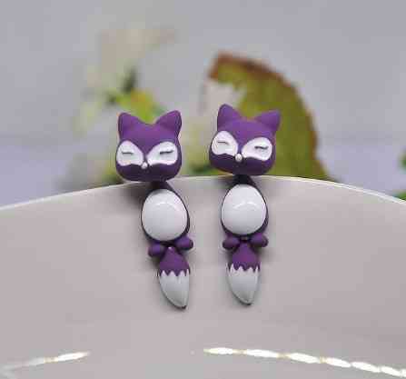 Серьги Лисички 35 мм фиолетово-белый Киев