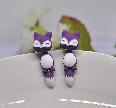 Сережки Лисички 35 мм фіолетово-білий Київ - фото 1