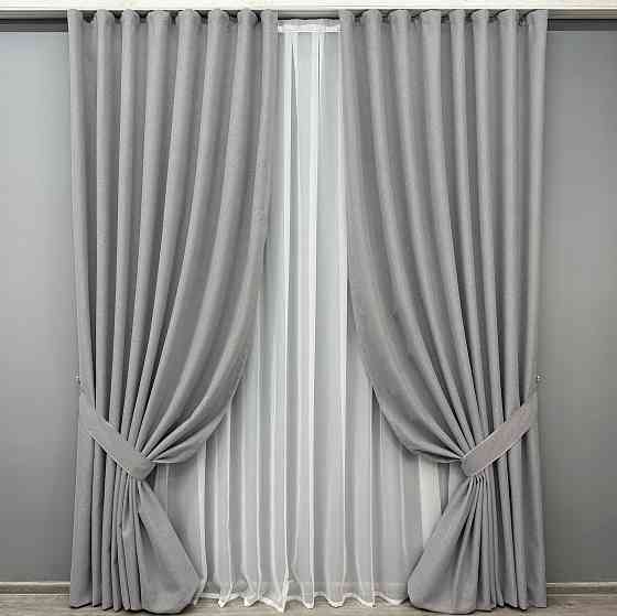 Комплект готовых штор VR-Textil Блэкаут двусторонний ASHEN NIGHT № 1840ш Светло-серый 150х290 см 2 шт (33-0874) Киев