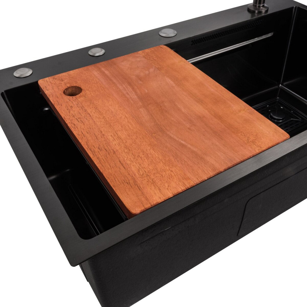 PLATINUM Кухонна мийка 75*45A PVD чорна Platinum Handmade "ВОДОСПАД" Коломыя - изображение 4