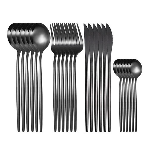 Набір столових приборів 24 предмета, нержавіюча сталь, чорний Вінниця - фото 1