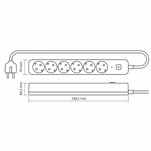 Мережевий подовжувач із заземленням 6 розеток 3м з кнопкою білий VF-PD63G-W Oncord Videx Житомир - фото 5