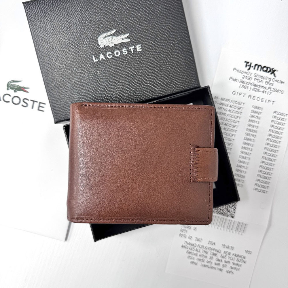 Мужское кожаное портмоне на магните Lacoste (82081) коричневый Киев - изображение 6