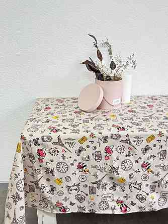 Ecotton Скатертина Ecotton 150х200 см бавовняна з рогожки бежева Мадам Париж Киев