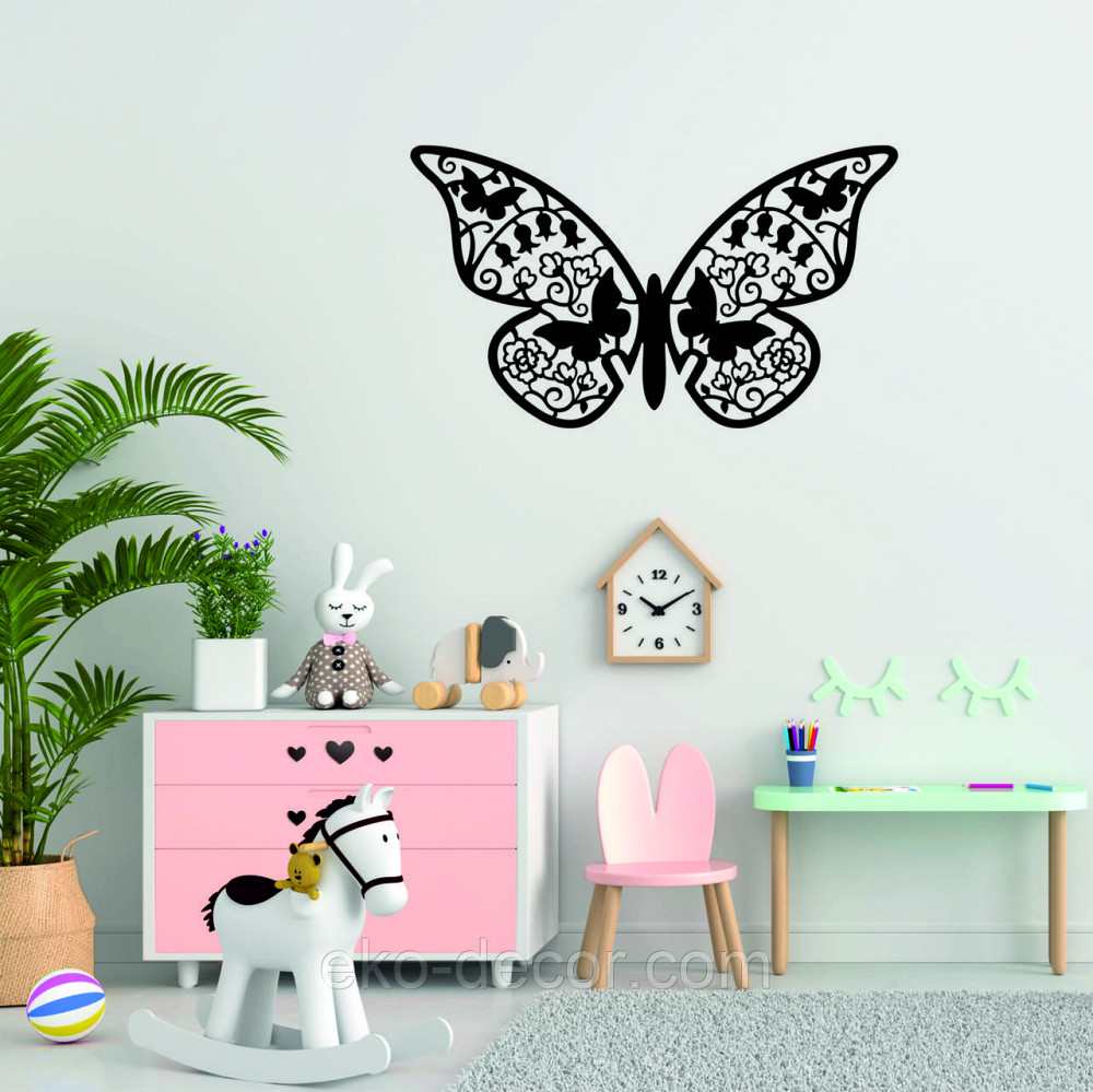 Декоративне настінне Панно  «Метелик» , Декор на стіну 110*63 см, Чорний Київ - фото 2