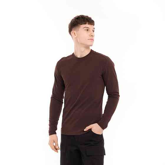 Шоколадный мужской лонгслив Pobedov Dune. Черная мужская кофта из кулира Киев