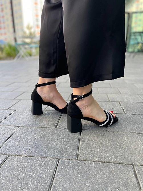 Meideli Красиві чорні босоніжки літні на підборах молодіжні з еко замші MEIDELI H008H-11 р. 36- Киев - изображение 7