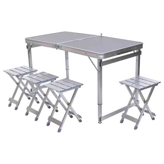 Розкладний стіл + 4 стільці кемпінговий набір для пікніка, риболовлі, відпочинку, туризму Сірий JY-12061G Коломия