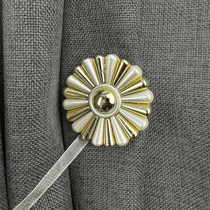 Магниты для штор и гардин Хризантема набор 2 шт Серый с золотистым (81-302) Киев - изображение 3