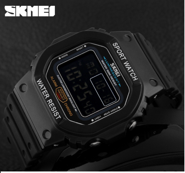 Чоловічий спортивний годинник Skmei 1134 (Чорний з чорним екраном) Вінниця - фото 6