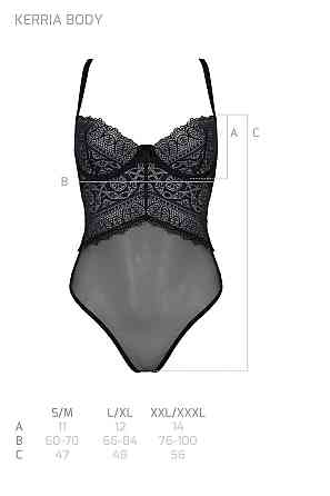 Боді Passion KERRIA BODY black, L/XL, з високими вирізами та верхом балконет Sex Aura Київ