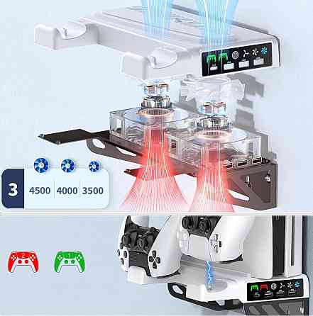 Крепление на стену PS5 Pro/Slim/Fat с охлаждением и зарядкой OIVO VG-P5326X-Pro Киев