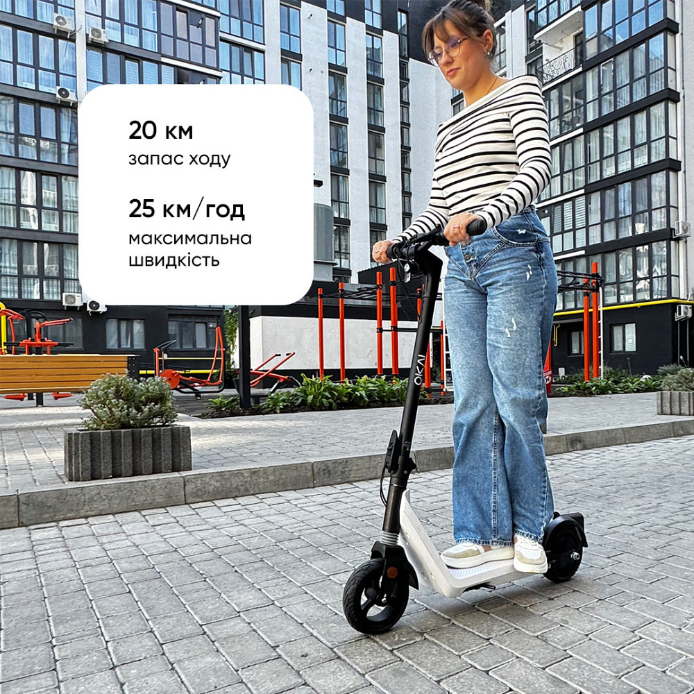 Електросамокат OKAI Zippy ES50С Black 8" 250W/500W, 5.2Ah, 20 km, 25 km/h, 10°, 13.5 kg Київ - фото 10