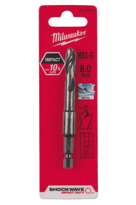 Сверло по металлу HSS-G Shockwave MILWAUKEE, диаметр 8х120х80мм Одесса - изображение 2