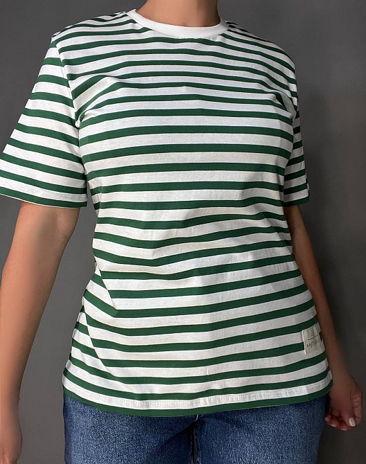 Футболка жіноча Pepper&mint CB24-53 в смужку з нашивкою зелена, зелений, S Київ - фото 14