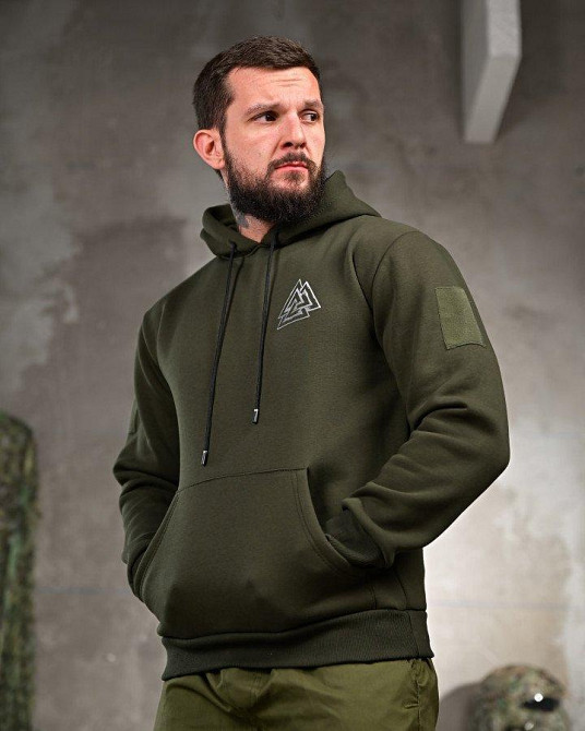 Милитари худи на флисе GENESIS Voron oliva ПП8138 Одеса - фото 3