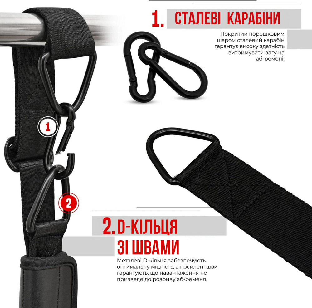 Петлі підвісні (петлі Береша) RDX F6 KARA Gym Workout Abs Straps Black/White Каменское - изображение 7