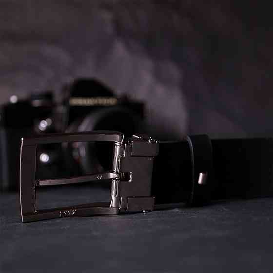 Стильный брючный ремень для мужчин из натуральной кожи GRANDE PELLE 11675 Черный Киев